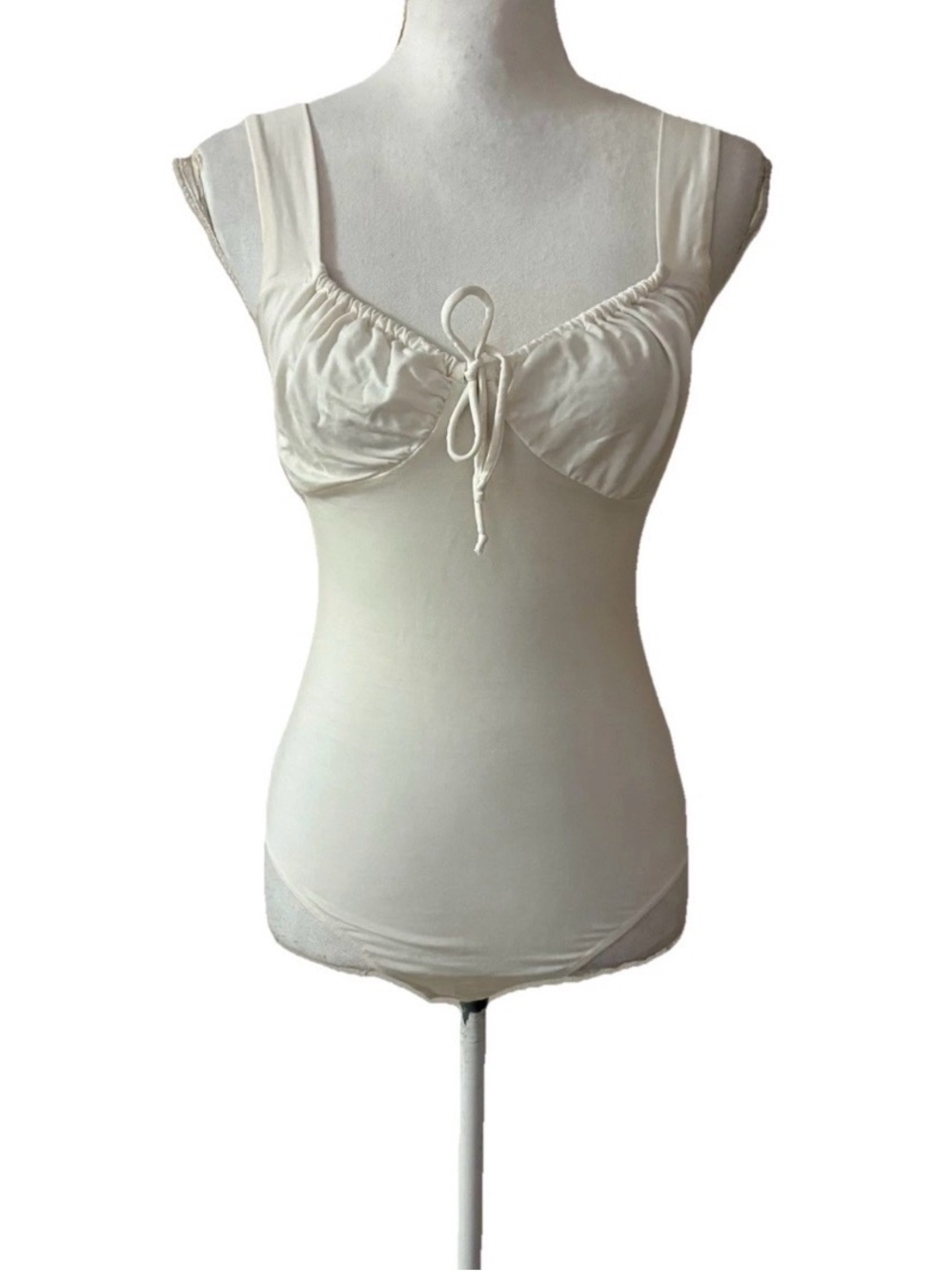 Reformation Nina Ruched Bodysuit in White Size XS